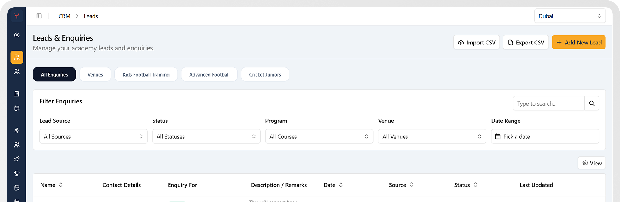 Sportzy dashboard preview